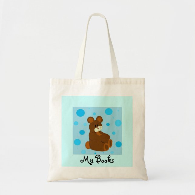Tote Bag Ours Bleu Mes Livres (Devant)