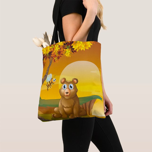 Tote Bag Ours Brun Coucher de Soleil (Créateur téléchargé)