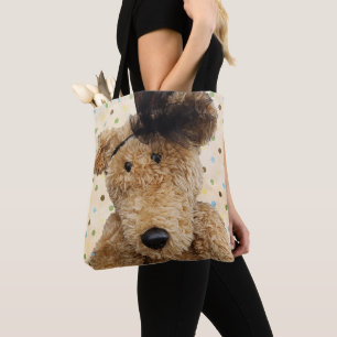 Tote Bag Ours Brun Mignon Sur Toile de Jute