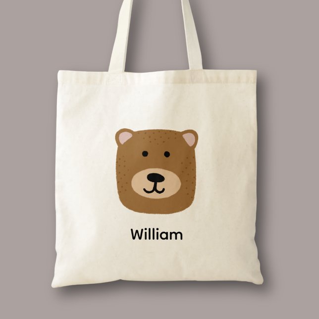 Tote Bag Ours brun mou (Cute brown bear personalized tote bag)