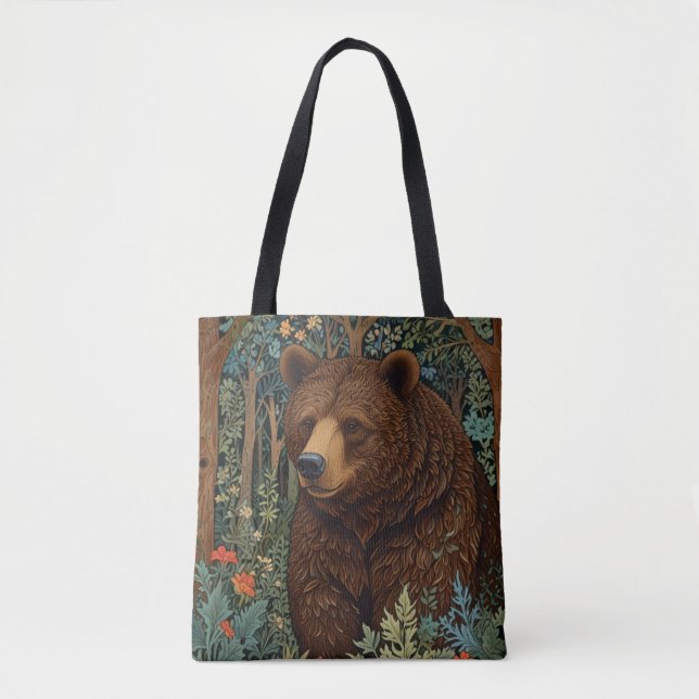 Tote Bag Ours brun rustique rétro (Devant)
