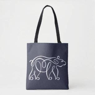 Tote Bag Ours calligraphique