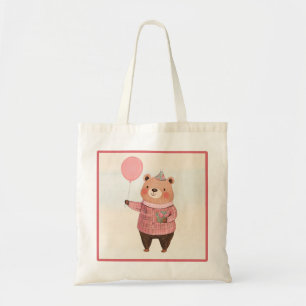 Tote Bag Ours Casquette floral avec pull-over rose
