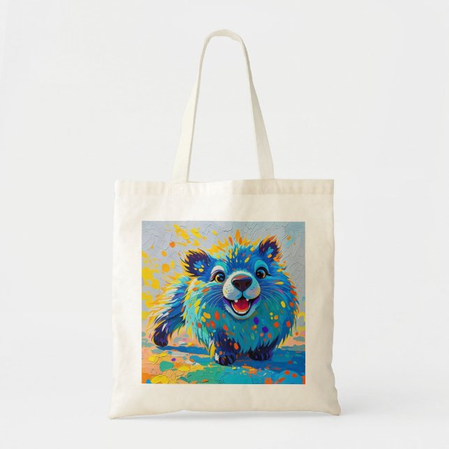 Tote Bag Ours coloré dessin animal abstrait (Devant)
