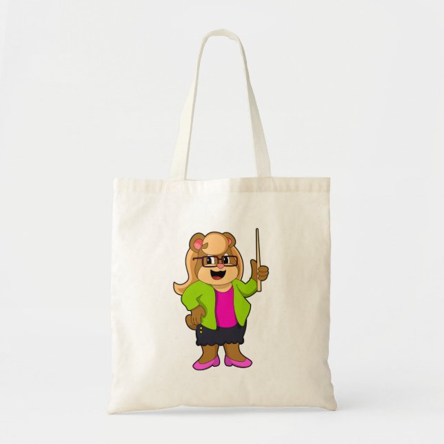 Tote Bag Ours comme enseignant avec lunettes (Devant)