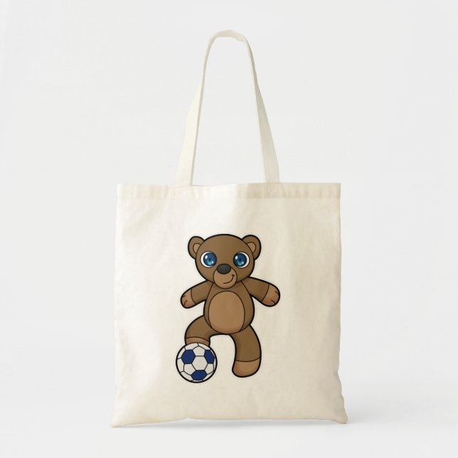 Tote Bag Ours comme joueur de football avec balle de footba (Devant)