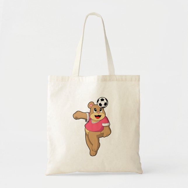 Tote Bag Ours comme joueur de football avec Soccer.PNG (Devant)