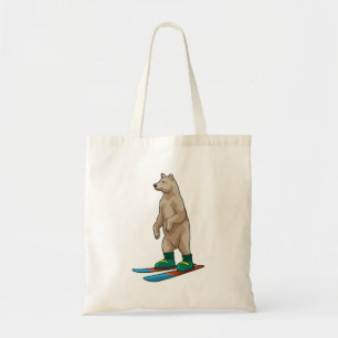 Tote Bag Ours comme skieur avec ski