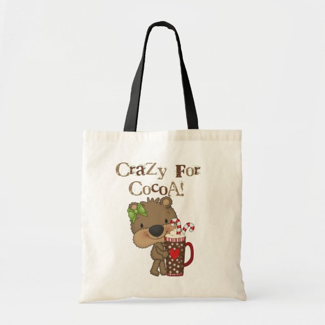 Tote Bag Ours de fille fou pour le cacao (Devant)