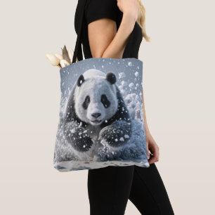Tote Bag Ours De Panda Courir Dans La Neige