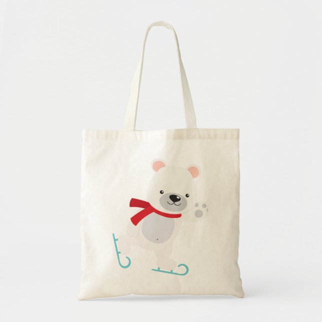 Tote Bag Ours d'hiver du patinage sur glace (Devant)