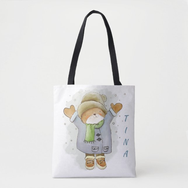 Tote Bag Ours d'hiver personnalisé (Devant)