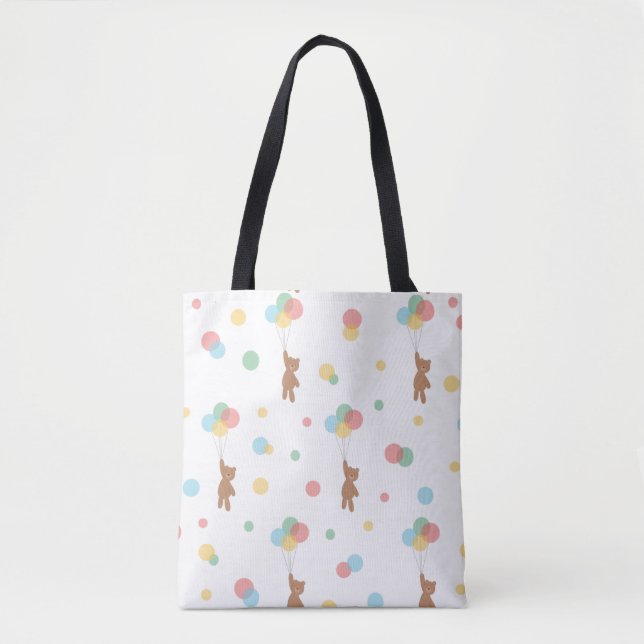 Tote Bag Ours en peluche avec ballons (Devant)