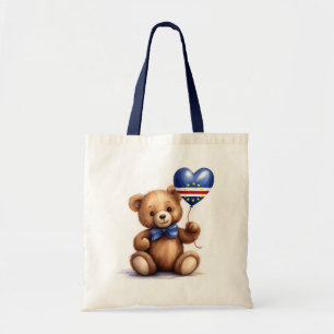 Tote Bag ours en peluche & ballon avec drapeau du Cap Vert.