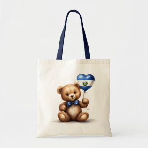 Tote Bag ours en peluche & ballon avec drapeau du Salvador.
