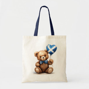 Tote Bag ours en peluche & ballon avec drapeau écossais.