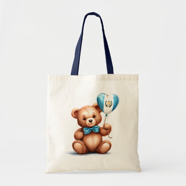Tote Bag ours en peluche & ballon avec drapeau guatémaltèqu (Devant)