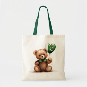 Tote Bag ours en peluche & ballon avec drapeau pakistanais.