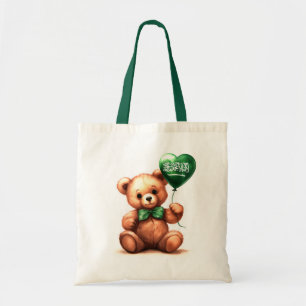 Tote Bag ours en peluche & ballon avec drapeau saoudien.