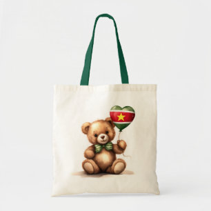 Tote Bag ours en peluche & ballon avec drapeau surinamais.