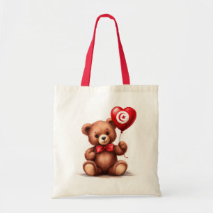 Tote Bag ours en peluche & ballon avec drapeau tunisien.