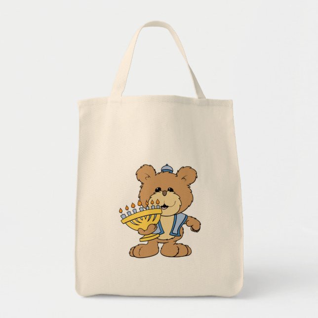 Tote Bag ours en peluche de Chanukah hanoukka Menorah (Devant)