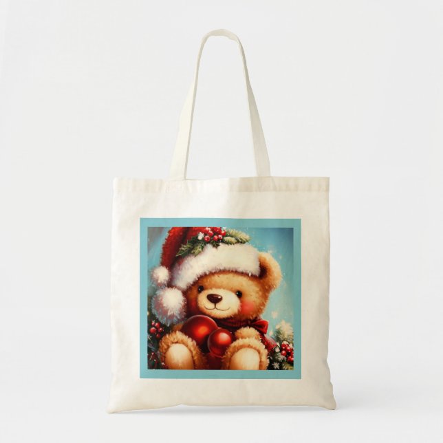 Tote Bag Ours en peluche de Noël 4 (Devant)
