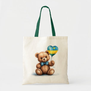 Tote Bag ours en peluche et ballon avec le drapeau rwandais