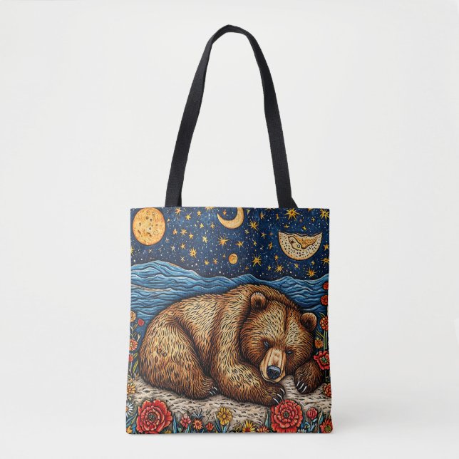 Tote Bag Ours grizzly dormant (Devant)