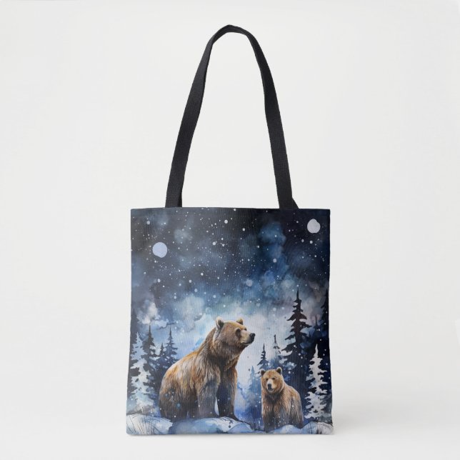 Tote Bag Ours Grizzly et bébé (Devant)
