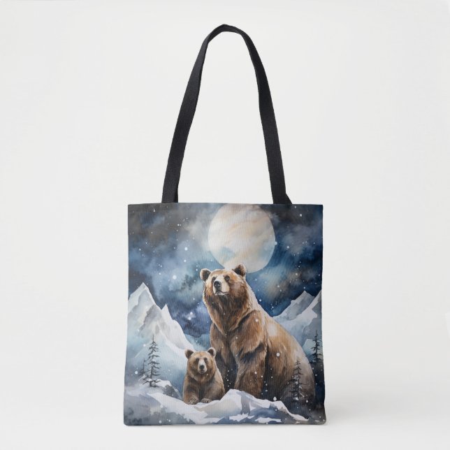 Tote Bag Ours Grizzly et bébé (Devant)