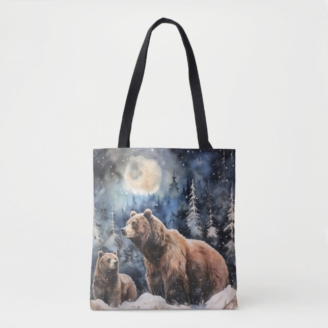 Tote Bag Ours Grizzly et bébé (Devant)