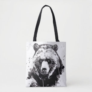 Tote Bag Ours Grizzly Sauvage Nature Esprit Libre Peinture 