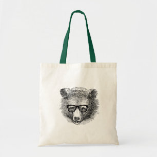 Tote Bag Ours Hipster avec lunettes