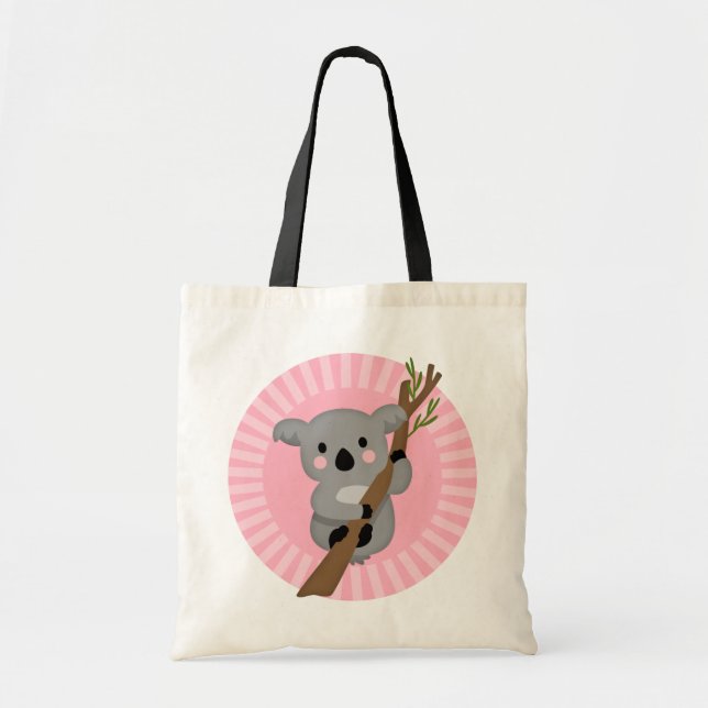 Tote Bag Ours Koala mignon - Fille Gris Rose (Devant)