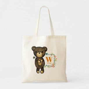 Tote Bag Ours mignon, Fleur Jaune & Fer Florale Personnalis
