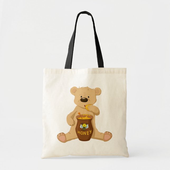 Tote Bag Ours mignon mangeant du miel (Devant)