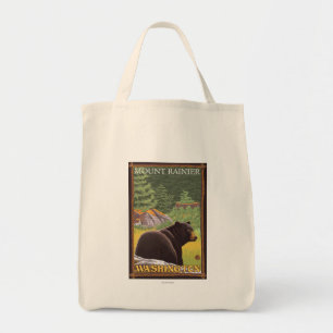Tote Bag Ours noir dans la forêt - le mont Rainier,