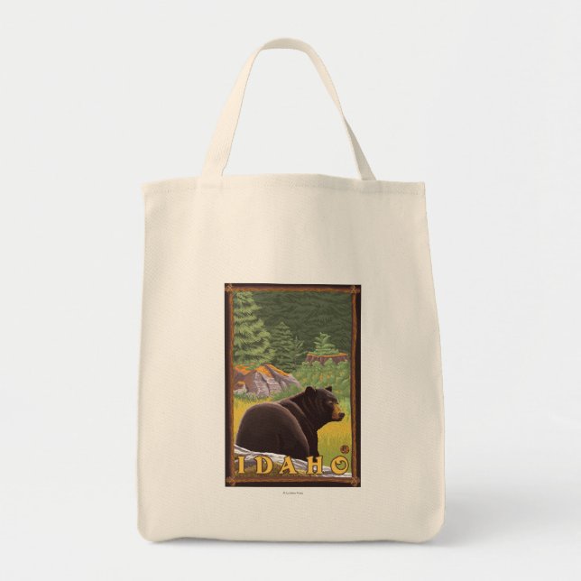 Tote Bag Ours noir en forêt - Idaho (Devant)
