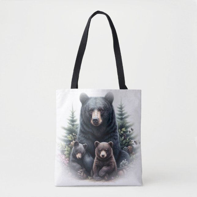 Tote Bag Ours noirs dans la faune rustique de la forêt (Devant)