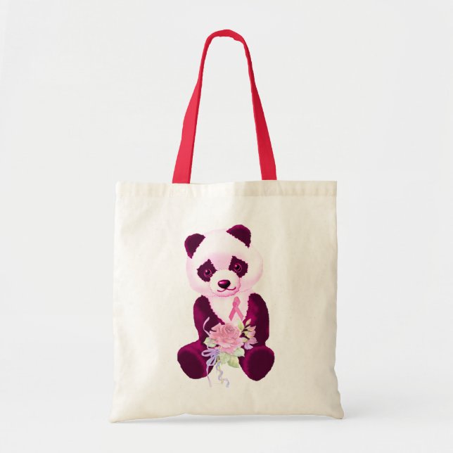 Tote Bag Ours panda rose de ruban (Devant)