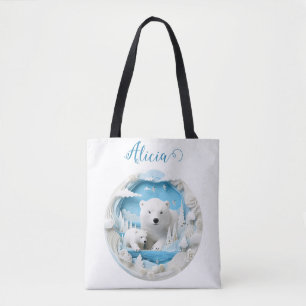 Tote Bag Ours polaire avec petit Océan Arctique Hiver blanc