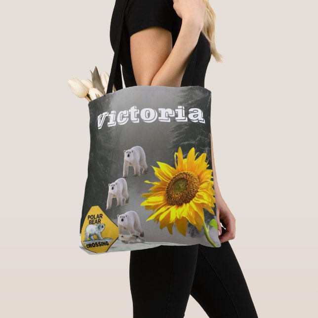 Tote Bag Ours Polaire de tournesol Kitten Floral Fourre-tou (De près)