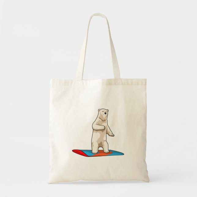 Tote Bag Ours polaire en Snowboardeur avec Snowboard (Devant)