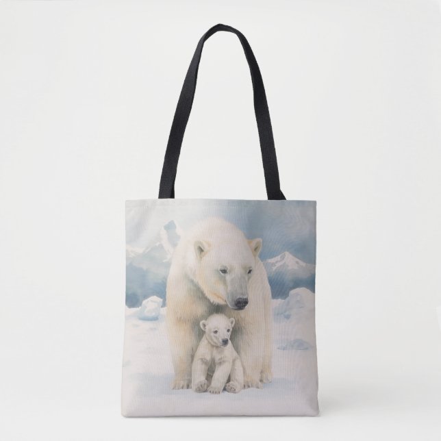 Tote Bag Ours polaire et épicerie Élégance arctique (Devant)
