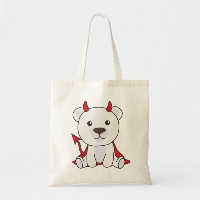 Tote Bag Ours polaire Halloween mignonne Devil sorcières po (Devant)