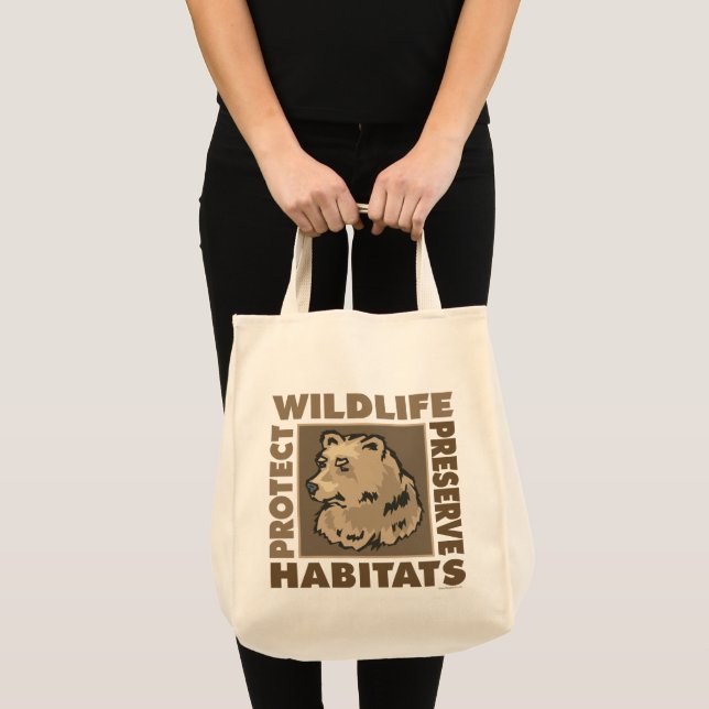 Tote Bag Ours - Protéger la faune Préserver les habitats (Devant (produit))