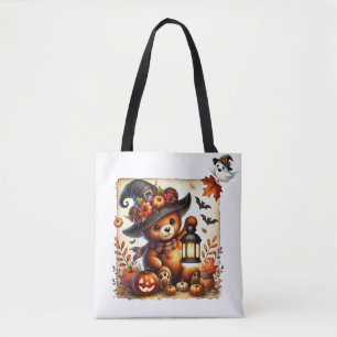 Tote Bag Ourson en sorcier pour la fête d'Halloween
