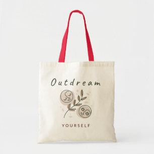 Tote Bag Outdream Yourself Positive Quote Line Art Faces