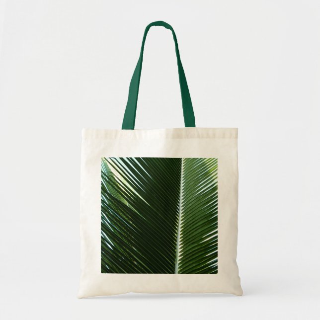 Tote Bag Overlapping Palm Fronds Tropical Green Abstract (Devant)